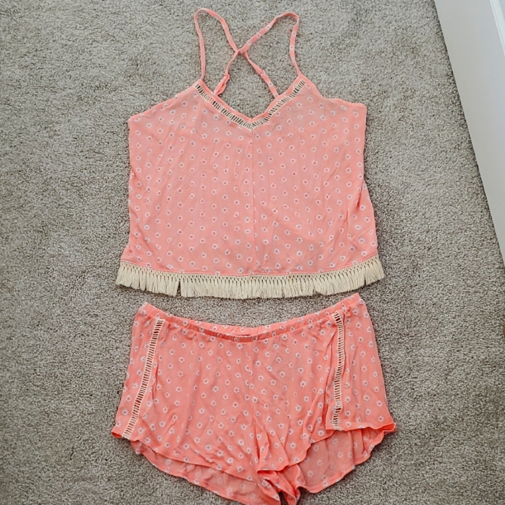 Peach Floral Women's Sleepwear Set